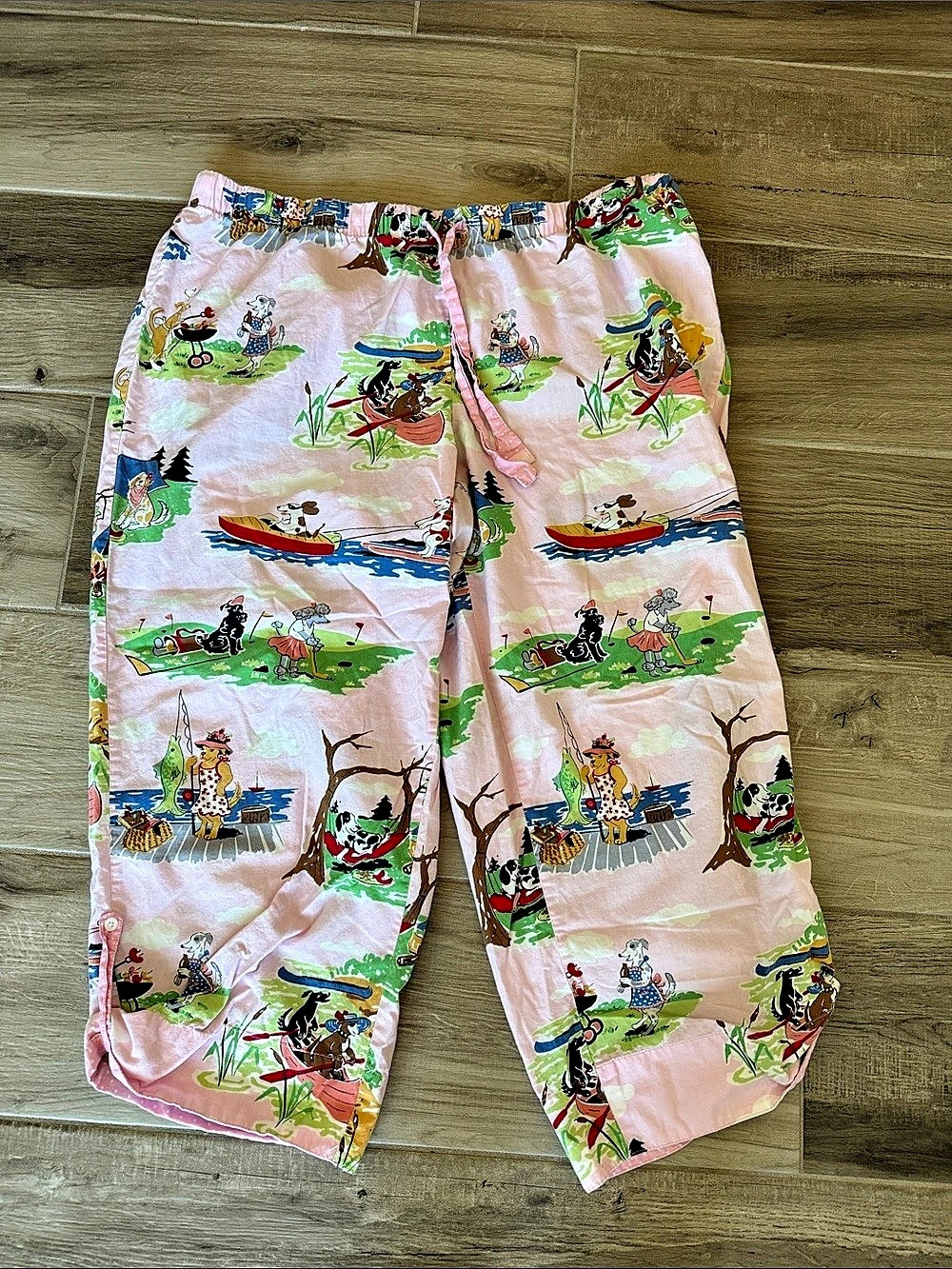 Nick & Nora XL dog golf bbq boating fishing print pj pants
